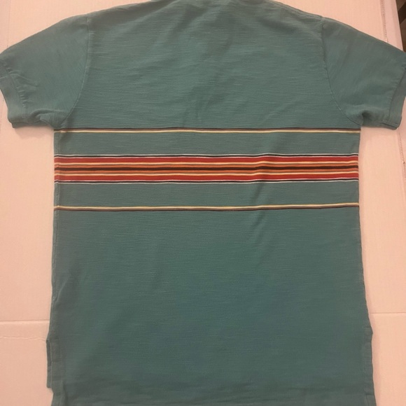 Y2K Vintage Polo by Ralph Lauren Men's Turquoise Polo with Multicolor Stripes - Picture 11 of 11